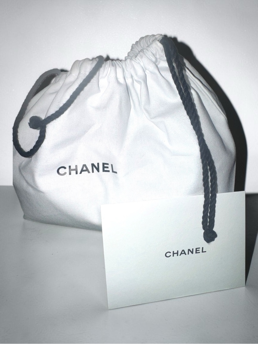 Chanel Beauté Organic Cotton Drawstring Pouch & Note Card